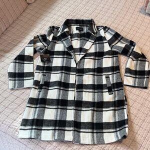 Love Tree Black and White Plaid Trench Coat